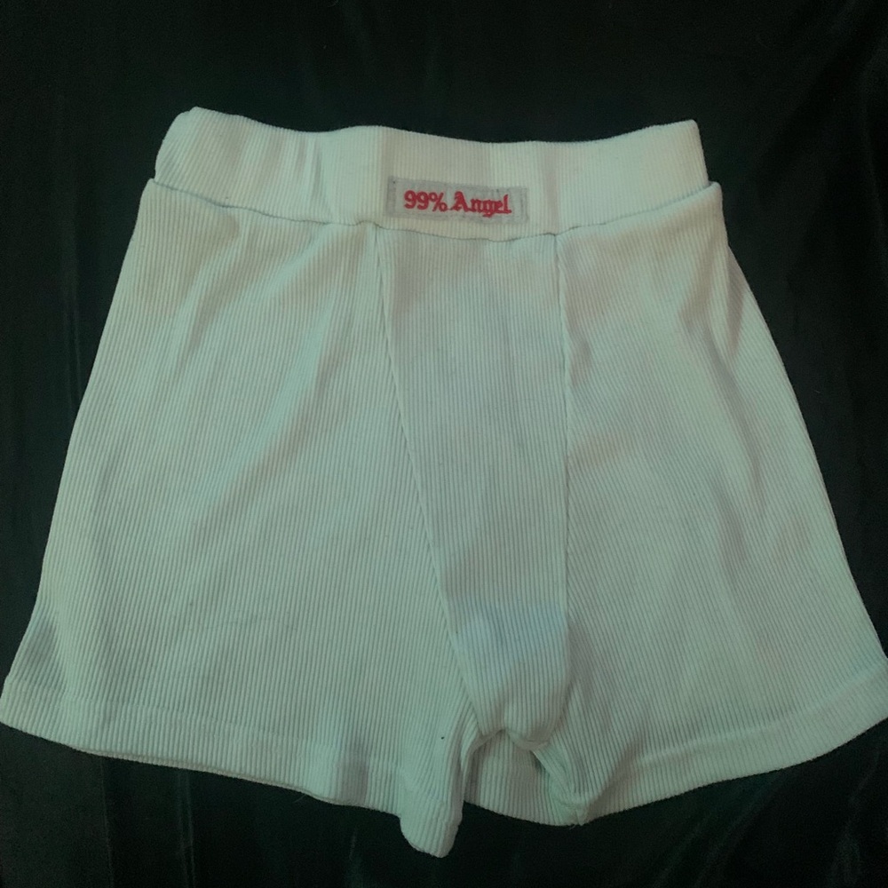 white ribbed shorts